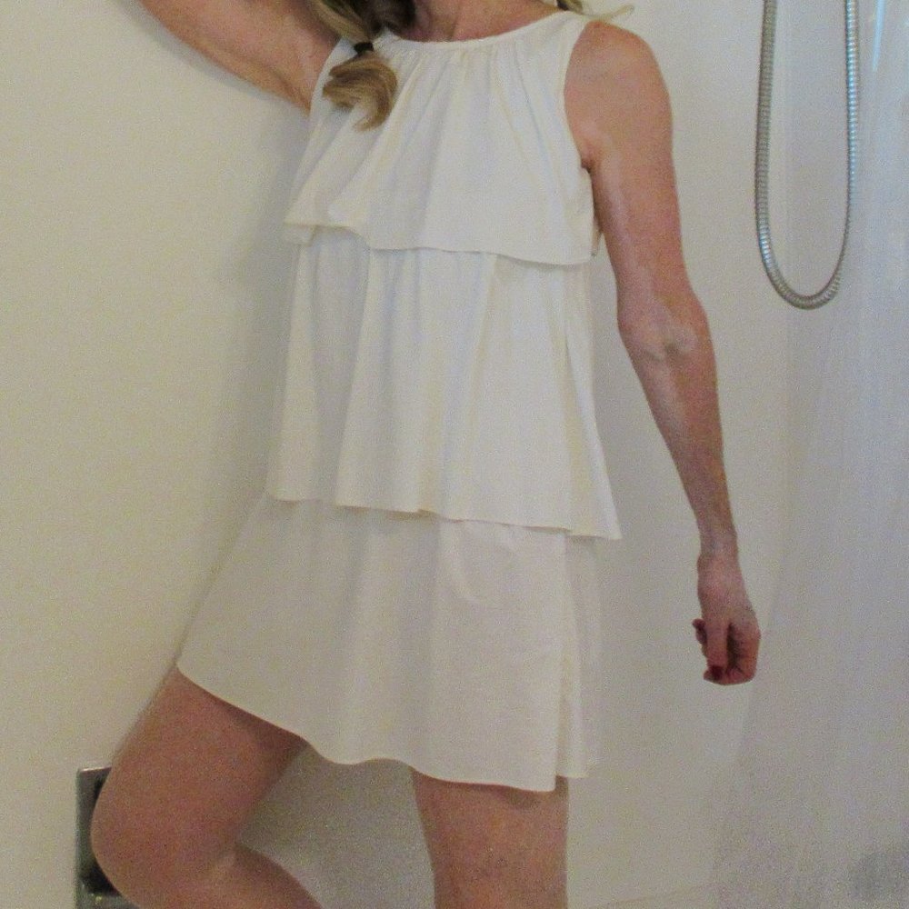 Maldita (Bad Girl) White Cotton Ruffle Layer Sleeveless Tunic, size S